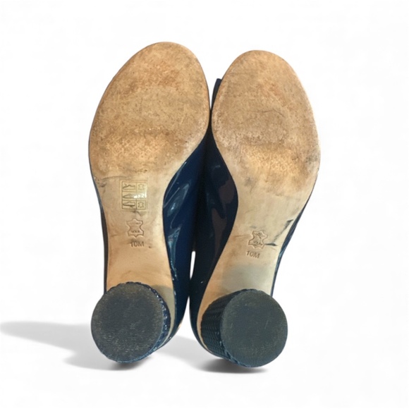 Tory Burch Blue Bow Maritime Patent Leather Pump Heels 10M - Picture 8 of 11